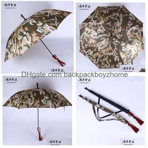 Parapluies Parapluies Personnalité masculine Camouflage créatif 98K Fusil Parapluie Sunsn Anti-UV Étudiants Vibrato Même paragraphe Drop Del Dhxtf