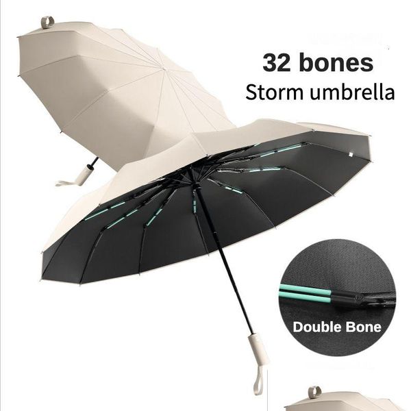 Parapluies Parapluies Super résistant coupe-vent 32 os Matic parapluie adapté aux hommes double parasol les jours ensoleillés et pluvieux Drop Deliv Dhm7T