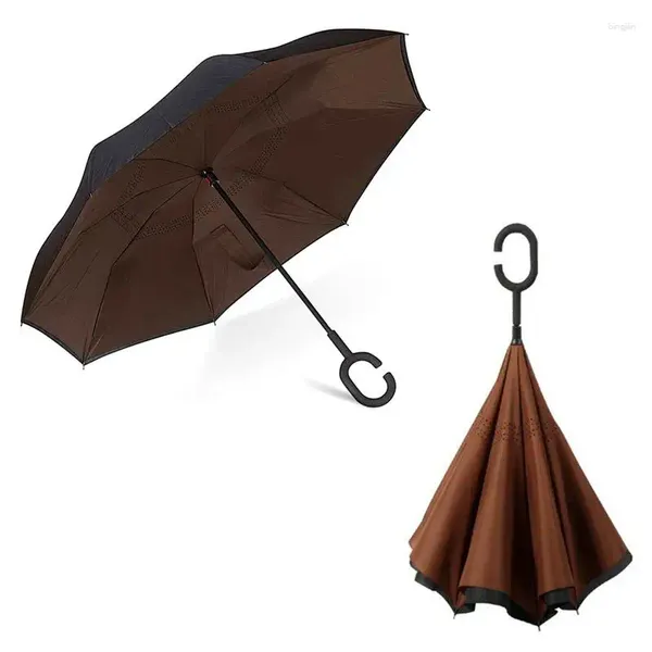 Parapluies Upside down Umbrella 42 pouces inversé inversé à double couche Rain étanche de golf étanche pour l'adulte