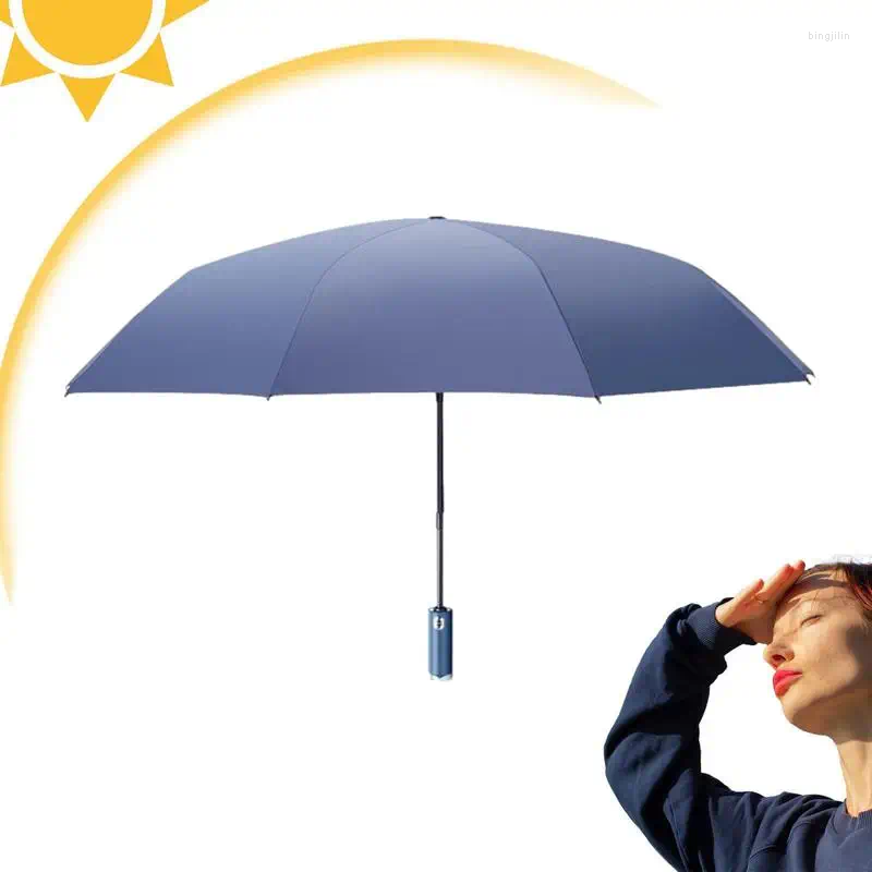 Umbrellas UV Protection Umbrella Reflective Portable With LED Handle For Sunny Day Rainy Windproof