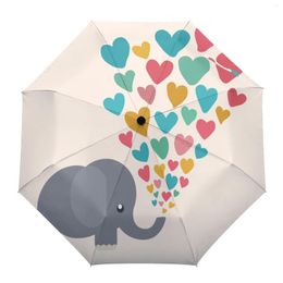 Parapluies saint valentin éléphant amour extérieur coupe-vent pluie parapluie entièrement automatique huit brins hommes femmes grand Parasol