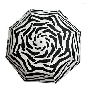 Paraplu's Vintage Zwart Wit Zebra Paraplu Mini Automatisch Winddicht Sterk Opvouwbaar Licht Draagbare Schaduw Sombrilla Regenkleding