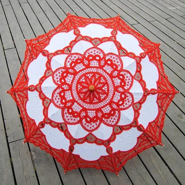 Parapluies Vintage Parasol de mariée à la main dentelle broderie parasol élégant fête de mariage disposition décoration intérieure