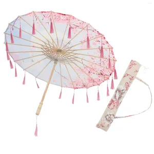 Paraplu's Vintage Decor Oliepapier Paraplu Voor Pography Unieke Chinese Fee Zijden Doek Roze Japanse Stijl Kwastje