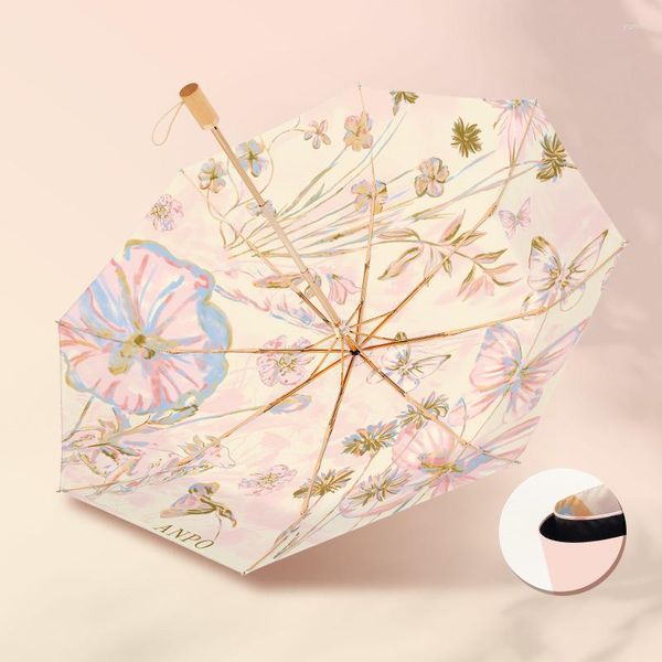 Parapluies Vintage haute valeur double couche Anti-ultraviolet parasol parapluie double usage femmes pliant parasol