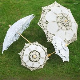 Parapluies cadeau de mariage cadeau Vintage dentelle parapluie Parasol soleil décoration Pographie blanc Beige