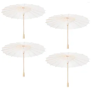 Parapluies blanc papier blanc peinture à la main Parasol décoratif pour mariage nuptiale douche fête décor accessoires de danse Po Prop 4 pièces