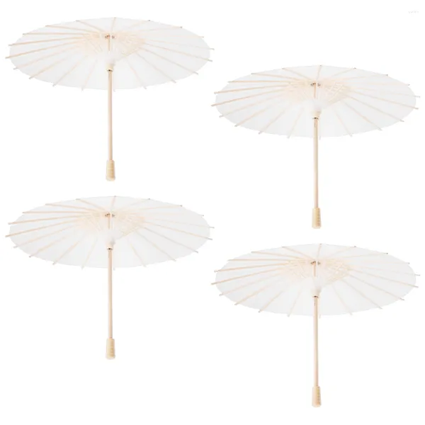 Parapluies blancs blancs papier diy peinture décorative parasol pour mariage douche nuptiale décor de danse dance accessoires po accessoire 4pcs mariée