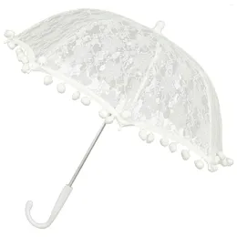 Paraplu's Witte Kanten Trim Paraplu Bruiloft Bulk Bloem Meisjes Parasol Vintage Bruidsmeisje