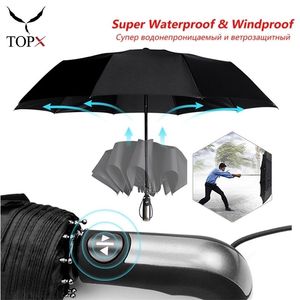 Parapluies Résistant Au Vent Pliant Parapluie Automatique Pluie Femmes Auto De Luxe Grand Coupe-Vent Pour Hommes Revêtement Noir 10K Parasol 220929