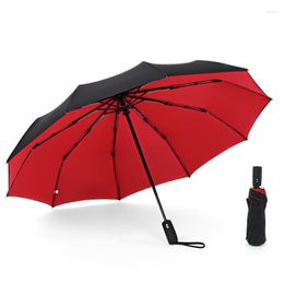 Paraguas resistente al viento de doble capa, paraguas resistente a la lluvia completamente automático para hombres y mujeres, sombrilla grande de negocios de lujo fuerte de 10K para hombres