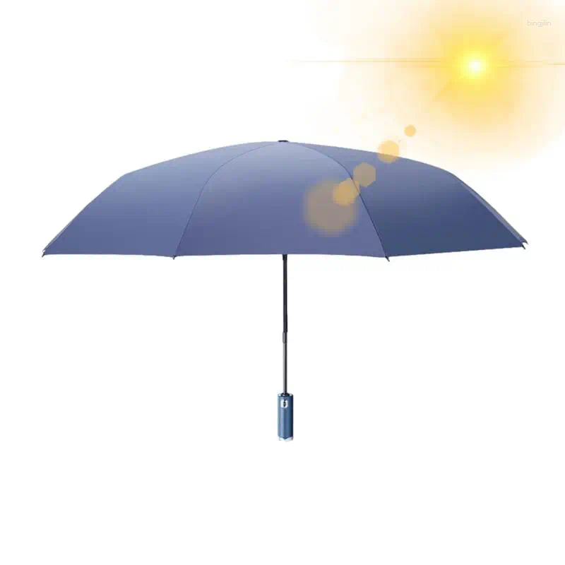 Umbrellas Windproof Folding Umbrella UV Protection Inverted Portable With LED Handle For Sunny Day Rainy