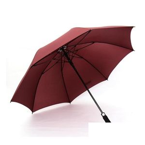 Parapluies coupe-vent Pongee droit à long manche Golf Fly-Matic ensoleillé pluvieux 8K parapluie vêtements de pluie couleurs unies préfet faveurs Drop Del Dh4Mx