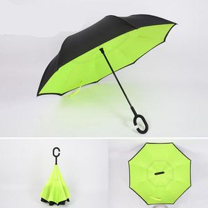 Parapluies Coupe-Vent Inverse Pliant Double Couche Parapluie Inversé Auto Stand Pluie Soleil Femmes Hommes Haute Qualité Longue Poignée C