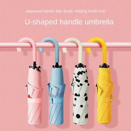 Parapluies parapluie du vent parapluie non automatique parapluie UV HOCK UV Poignée incurvée parapluie pour femmes petites