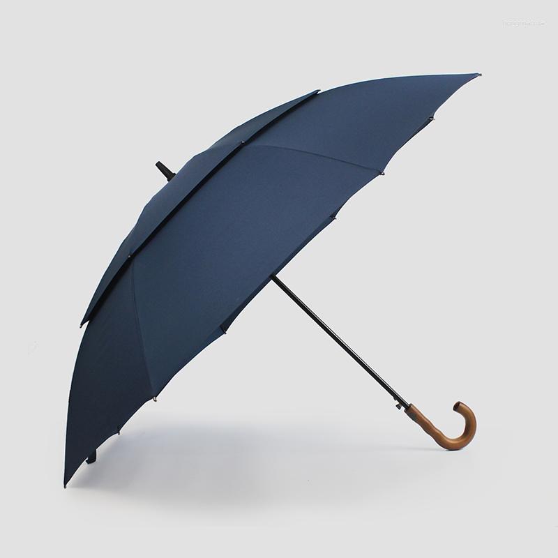 Paraplyer vindtät uv svart paraply två skikt män resistenta förstärkta högkvalitativa vakten chuva solskyddsapparat mzy