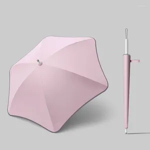 Parapluies Femme Parapluie Résistant Au Vent Arrondi Golf Tige Droite Réfléchissant Colle Noire Crème Solaire Et Résistance