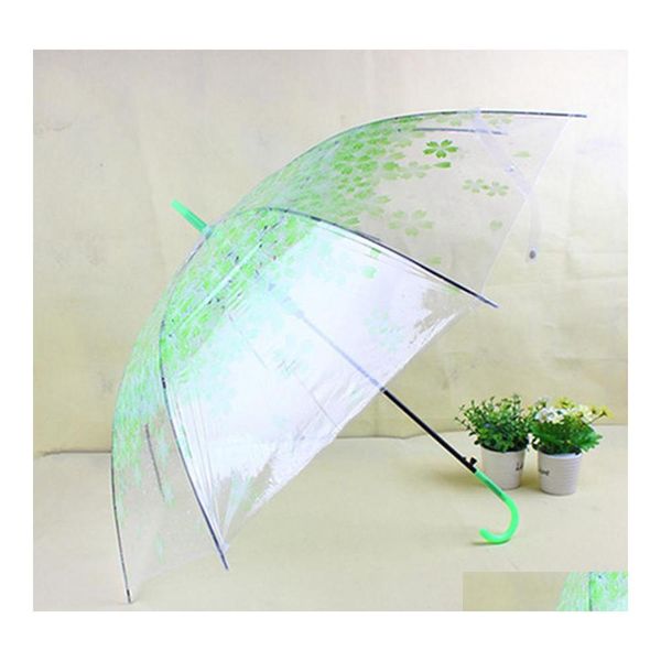 Parapluies Femmes Imprimé Dentelle Fleurs De Cerisier Parapluie Translucide Mti Couleurs Dames Cosplay Utiliser Longue Poignée Semimatique Dh0805 T03 Dro Dh0St