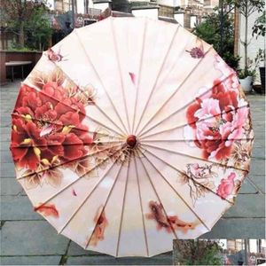 Umbrellas Womens Rain Chinese Fengshui Silk Dance Japanese Poney Decorative Bamboo Oil Paper Umbrella Parasol 210401 Drop Delivery H Dhogu