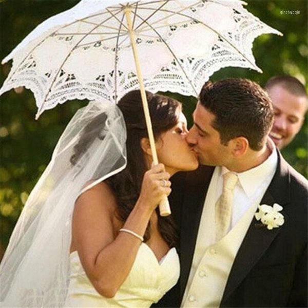 Parapluies manche en bois évider dentelle parapluie mariage fleur photographie accessoires artisanat paraguay pluie femmes