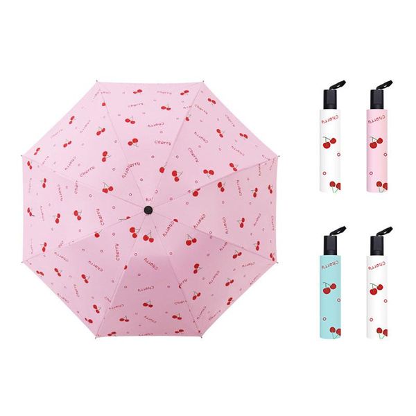 Paraguas YADA Moda Fruta Cereza Lluvia Uv 3 Paraguas plegable para niños Mujeres A prueba de viento Mujer YS210004