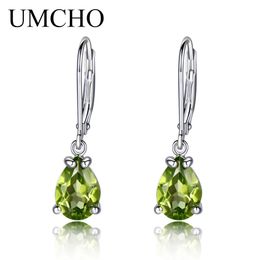 UMCHO – boucles d'oreilles en argent Sterling 925 pour femmes, bijoux fins de styliste, péridot naturel, pierres précieuses, cadeau spécial, 240109