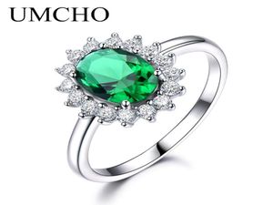 Umcho Nano Russian Emerald 925 Sterling Silver Vintage Engagement Party Gift Rings for Women Whole Fine Jewelry Y18926064719533