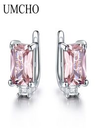 UMCHO Solid 925 Boucles d'oreilles à clips en argent sterling pour femmes rose rose Morganite Gemstone de mariage engagement de mode bijoux de mode 220215151478