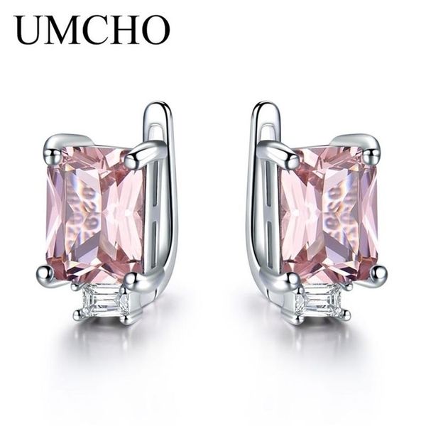 UMCHO – boucles d'oreilles à Clip en argent Sterling 925 massif pour femmes, pierres précieuses Morganite Rose Rose, fiançailles, bijoux à la mode, cadeau 22021242y