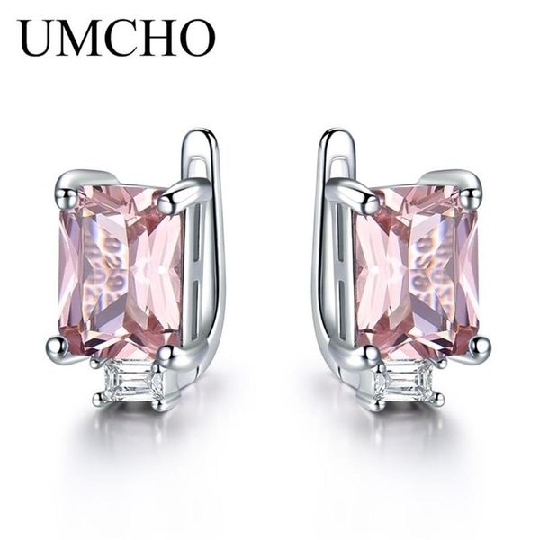 UMCHO solide 925 boucles d'oreilles en argent Sterling pour femmes Rose Morganite pierre précieuse mariage fiançailles mode bijoux cadeau 22021256S