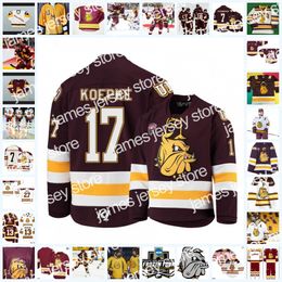 UMD Minnesota Duluth Bull perros Jersey de hockey 37 Jay Rosehill 38 Jon Rohloff 1 Chico Resch 21 Mason Raymond 25 Shjon