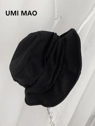 UMI MAO Yamamoto Wind Dark Black Japanese Retro Fisherman Hat Men Women Fold Design Hat Harajuku Y2k Femme Hombre Gothic 240508