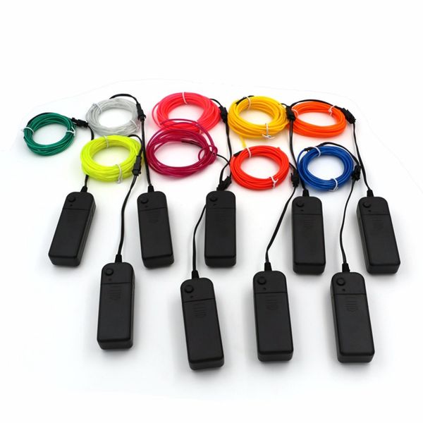 Umlight1688 2M 3M 5M Luz de neón flexible Glow EL Wire Light Rope Tube Car Dance Party Costume + Controlador de batería