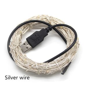 Umlight1688 5 V USB LED String Light 10m 5M Koper Zilver Draad Waterdichte Fairy LED Kerstverlichting voor Bruiloft Vakantiedecoratie