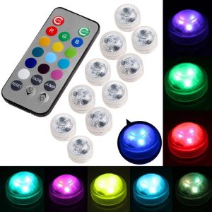 Umlight1688 CR2032 Werkt op batterijen 3CM Rond Super helder wit/koel wit/RGB Veelkleurige LED Dompelpomp LED Bloemenlicht met afstandsbediening LL