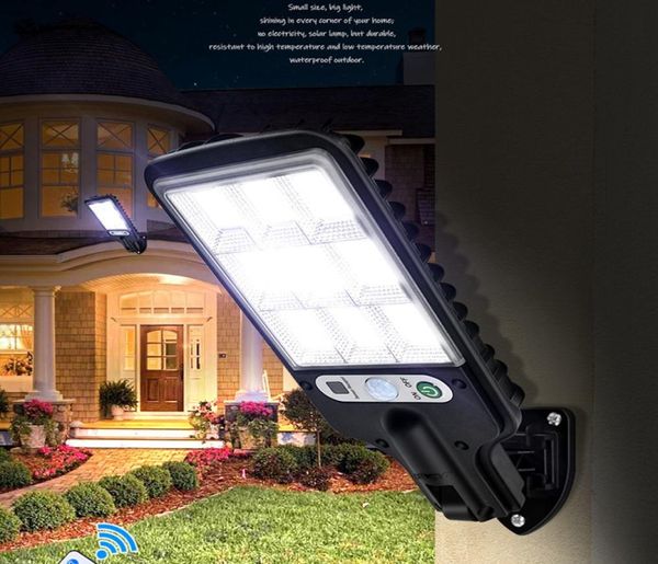 Umlight1688 Luces de calles solares al aire libre Lámpara de pared del sensor de movimiento impermeable con 3 luces solares de modo de iluminación para Garde1174348