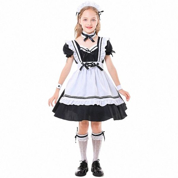 umorden niño Amine lindo lolita francesa criada cosplay traje negro blanco dr uniforme niñas camarero halen trajes de fiesta p0wb #