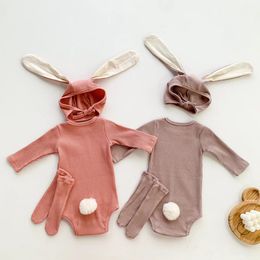 Umorden Baby Baby Jongens Meisjes Konijn Bunny Romper Kostuum Romper Set Lange Oor 6-12M 12-24M Pography Pasen Fancy Dress 240226