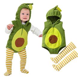 Umorden baby peuter avocado kostuum voor babymeisjes jongens capuchon romper legging 2pcs set outfit 6m 12m 18m Halloween purim