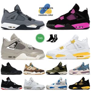 Jumpman 4 4s Zapatillas de baloncesto para hombre y mujer OG Amarillo Rosa Trueno Verde pino Militar Negro Gato Blanco Oreo Sail Seafoam Cool Grey J4 Frozen Moment Vivid Sulphur Sneaker