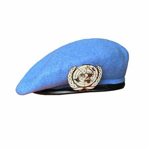 Béret bleu UN, casquette des forces de maintien de la paix des Nations Unies, chapeau avec insigne de l'ONU, taille 59cm, magasin militaire, magasin militaire 211227272q