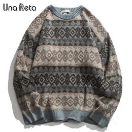 Una Reta Geometrie Heren Trui Herfst Winter Hip Hop Mannen Streetwear Print Trui Tops Harajuku Paar 240113