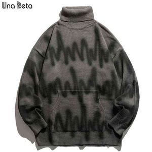 UNA RETA Turtleneck Sweater Men Nieuwe Hip Hop Harajuku Graffiti Print Streetwear Men Kleding Lange mouwt trui trui T220730