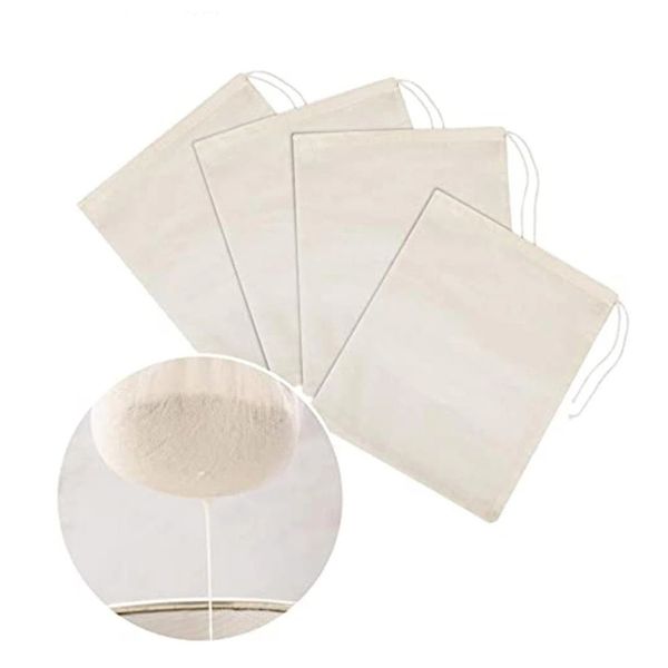 Passoires en tissu de coton non blanchi, filtre à mailles fines, sac filtrant réutilisable pour la cuisine