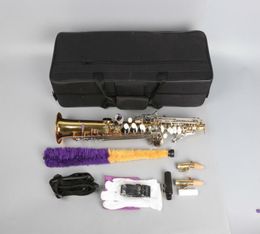 Sans marque peut être personnalisée logo saxophone soprano tuyau droit b instrument de musique plats en laiton de laquer or argent LACQ5392907