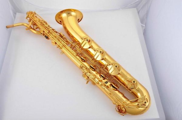 Sans marque peut personnaliser le logo Baritone Saxophone Corps de corps Gold Surface E Flat Musical Instruments sax avec embout buccal Can2056054