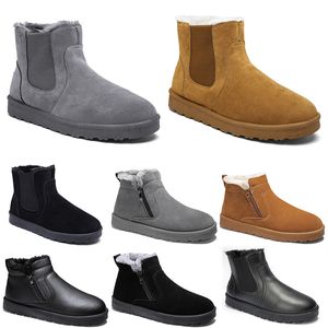Botas de algodón sin marca, zapatos de media caña para hombre y mujer, zapatos de nieve de invierno al aire libre con tendencia de moda negra marrón