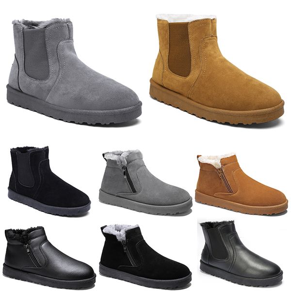 Bottes en coton sans marque pour hommes et femmes, chaussures mi-hautes, marron, noir, tendance, chaussures de neige d'extérieur et d'hiver