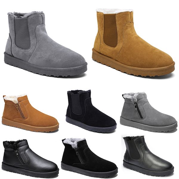 Bottes en coton sans marque mi-hautes pour hommes et femmes, chaussures marron, noir, gris, tendance, extérieur