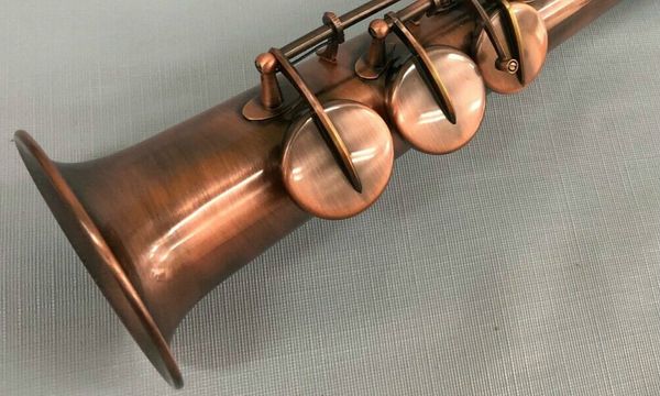 Sans marque Soprano tuyau droit B Saxophone plat Instrument de musique Vintage cuivre rouge Surface laiton saxo avec étui accessoires